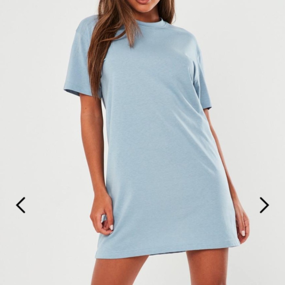 Blue Basic T-shirt Dress